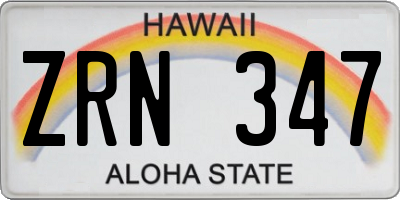 HI license plate ZRN347