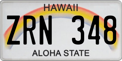 HI license plate ZRN348