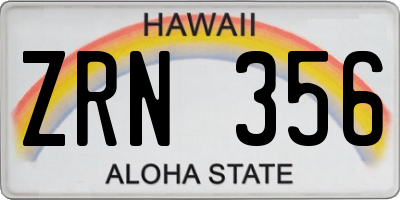 HI license plate ZRN356