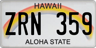 HI license plate ZRN359
