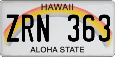 HI license plate ZRN363