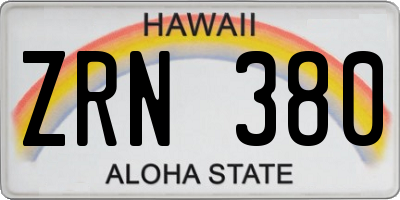 HI license plate ZRN380