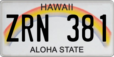 HI license plate ZRN381