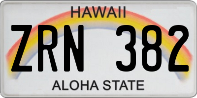 HI license plate ZRN382