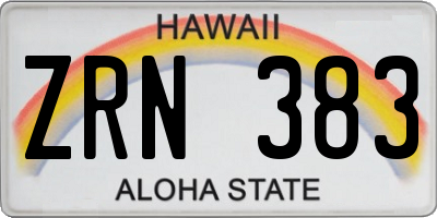 HI license plate ZRN383