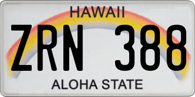 HI license plate ZRN388