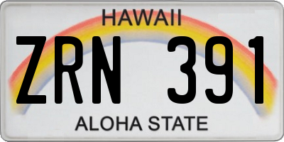 HI license plate ZRN391