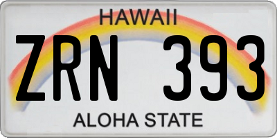 HI license plate ZRN393