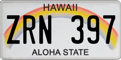 HI license plate ZRN397