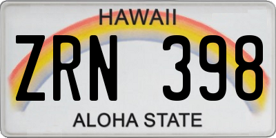 HI license plate ZRN398