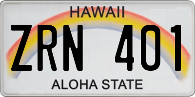 HI license plate ZRN401