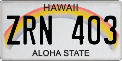 HI license plate ZRN403