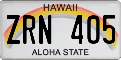 HI license plate ZRN405