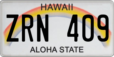 HI license plate ZRN409