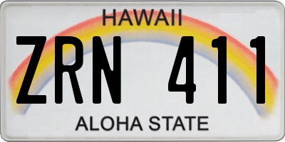 HI license plate ZRN411