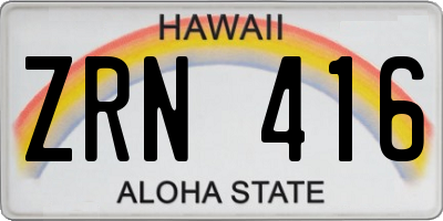HI license plate ZRN416