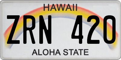 HI license plate ZRN420