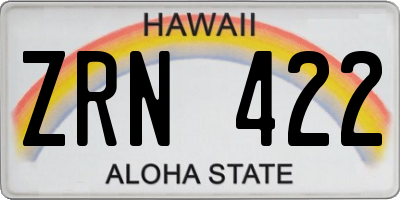 HI license plate ZRN422