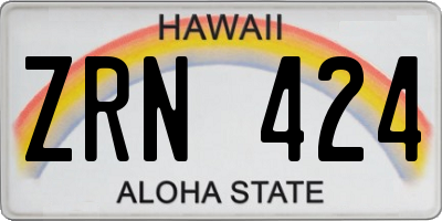 HI license plate ZRN424