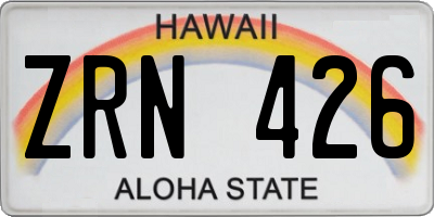 HI license plate ZRN426