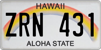 HI license plate ZRN431