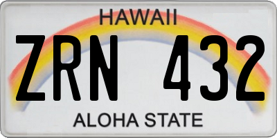 HI license plate ZRN432