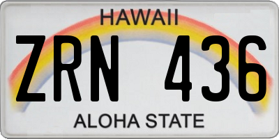 HI license plate ZRN436