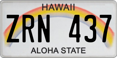 HI license plate ZRN437