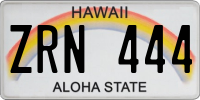 HI license plate ZRN444