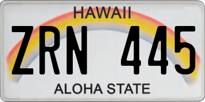 HI license plate ZRN445