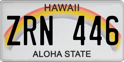 HI license plate ZRN446