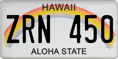 HI license plate ZRN450
