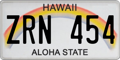HI license plate ZRN454
