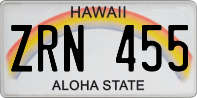 HI license plate ZRN455