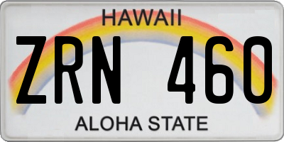 HI license plate ZRN460