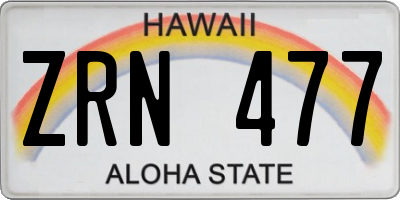 HI license plate ZRN477