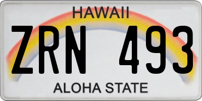 HI license plate ZRN493