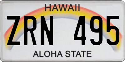 HI license plate ZRN495