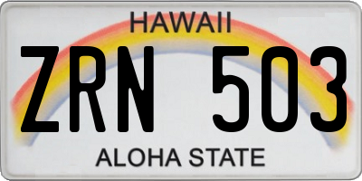 HI license plate ZRN503