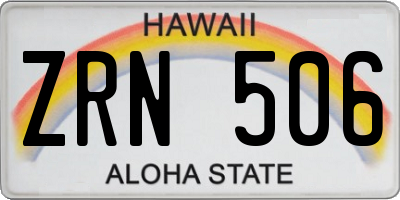 HI license plate ZRN506