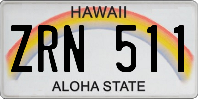 HI license plate ZRN511