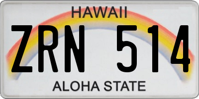 HI license plate ZRN514