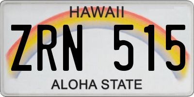 HI license plate ZRN515