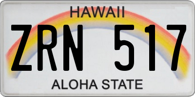 HI license plate ZRN517