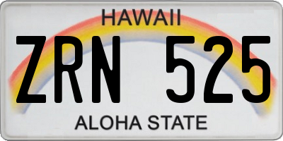 HI license plate ZRN525