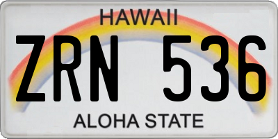 HI license plate ZRN536