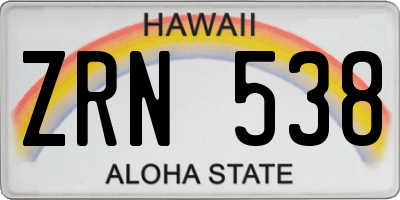 HI license plate ZRN538