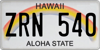 HI license plate ZRN540
