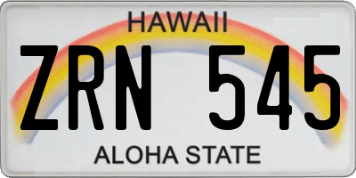 HI license plate ZRN545