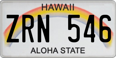 HI license plate ZRN546
